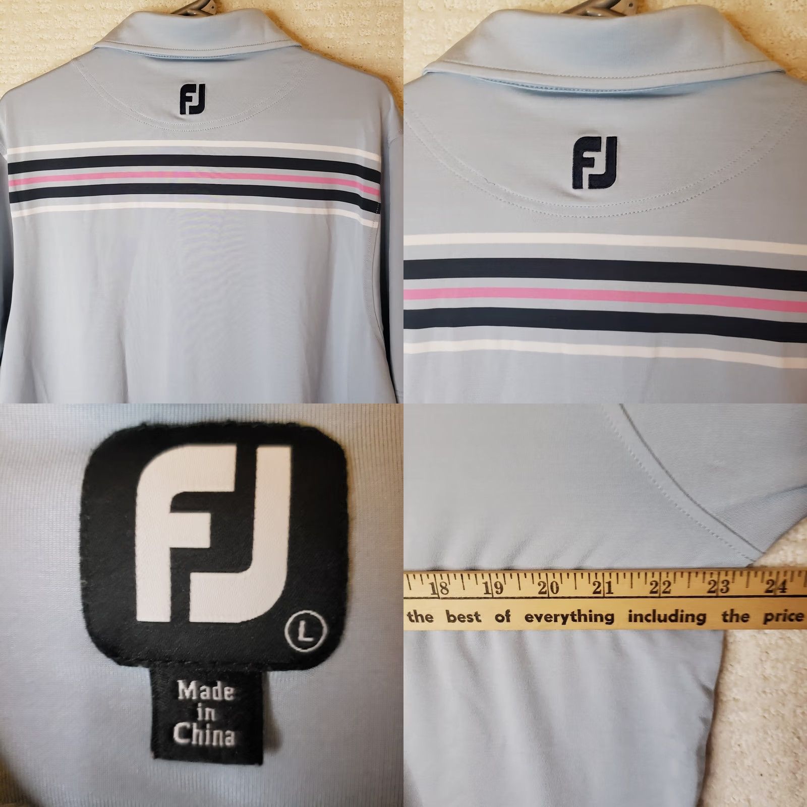 Footjoy FootJoy Polo Shirt Mens L Blue Short Sleeve Golf Stretch Regular Size Polyester Spandex Blended Fabric Chest Stripe Size US L / EU 52-54 / 3 - 8 Thumbnail
