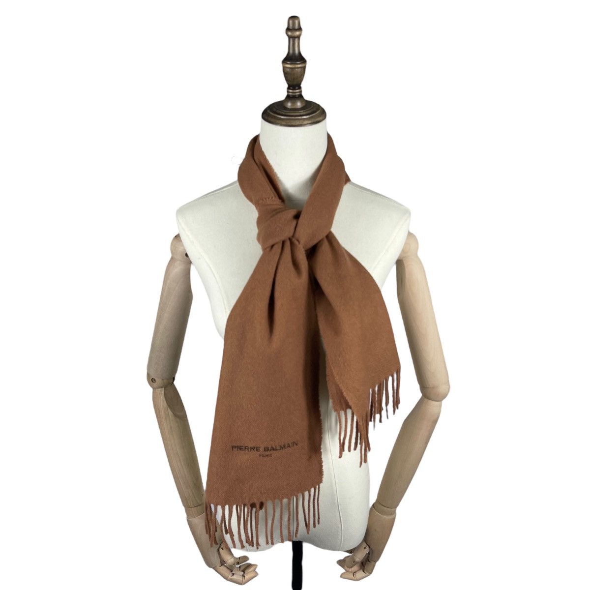 Balmain × Pierre Balmain × Vintage Vintage Pierre Balmain Paris Brown Scarf Muffler Size ONE SIZE - 1 Thumbnail