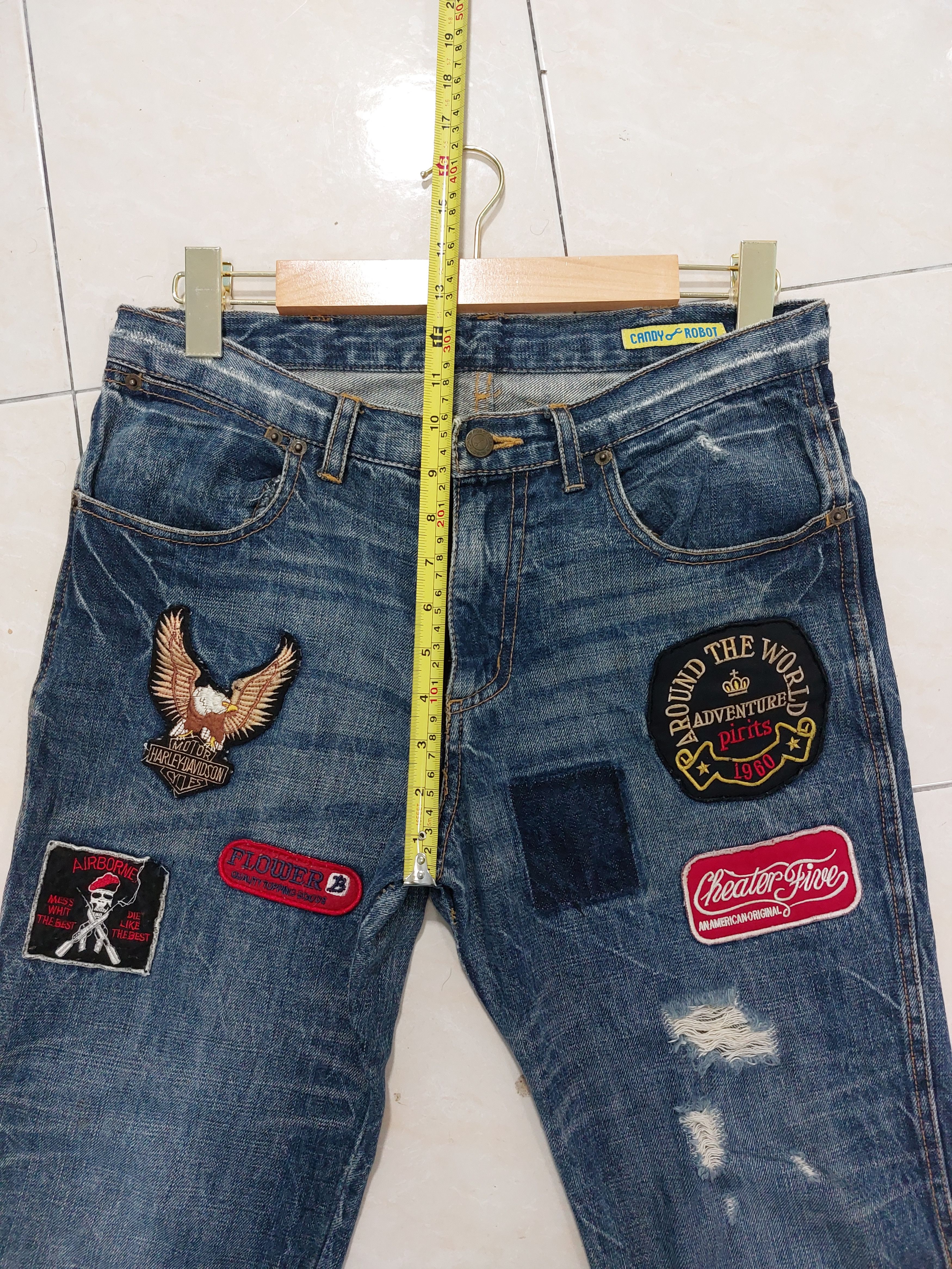 Designer Candy Robot Patch Bikers Logo Denim Size US 31 - 18 Thumbnail