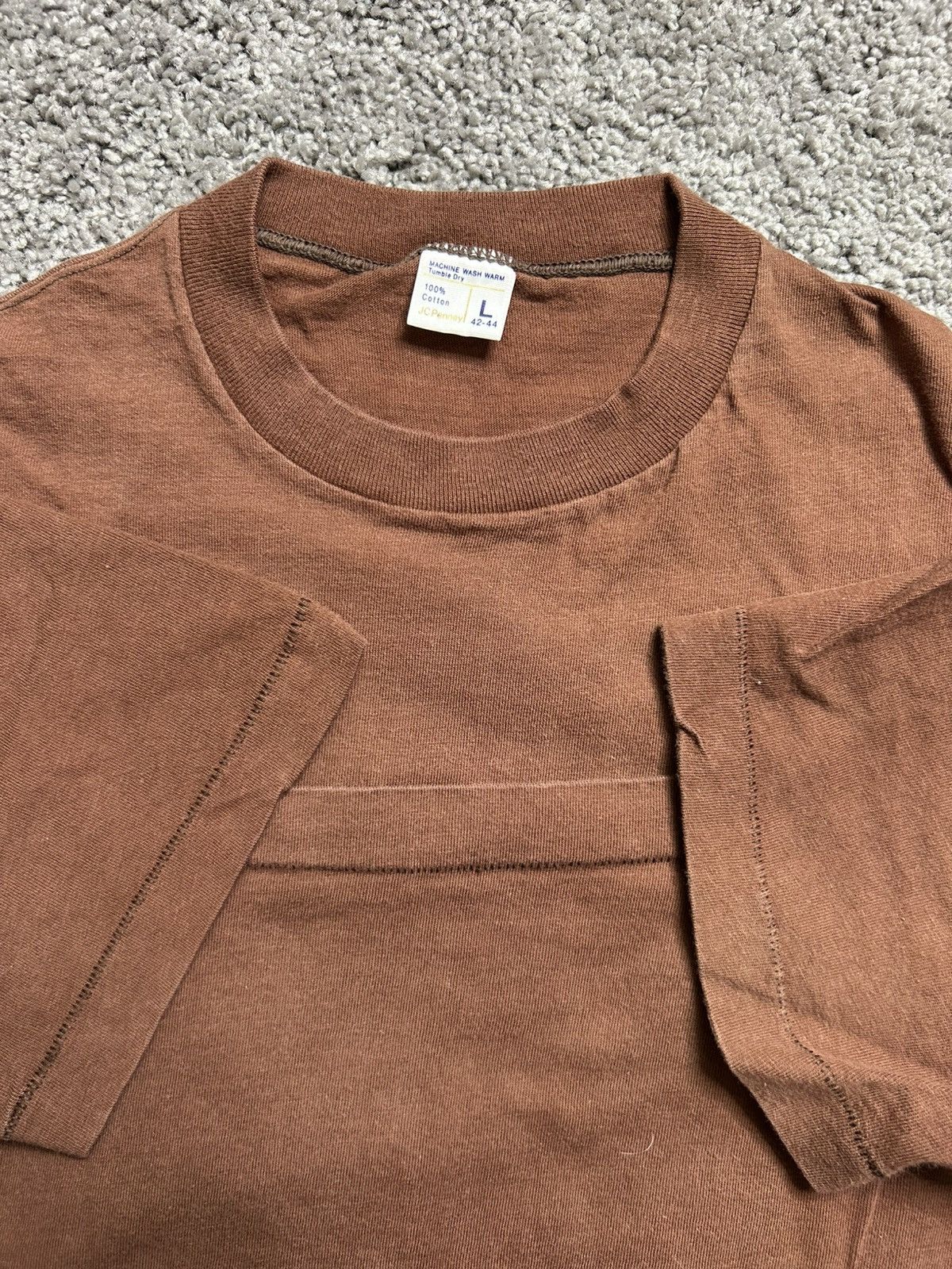Vintage Vintage 70s JC Penney Blank Selvedge Pocket Tee Made in USA Size US L / EU 52-54 / 3 - 5 Thumbnail