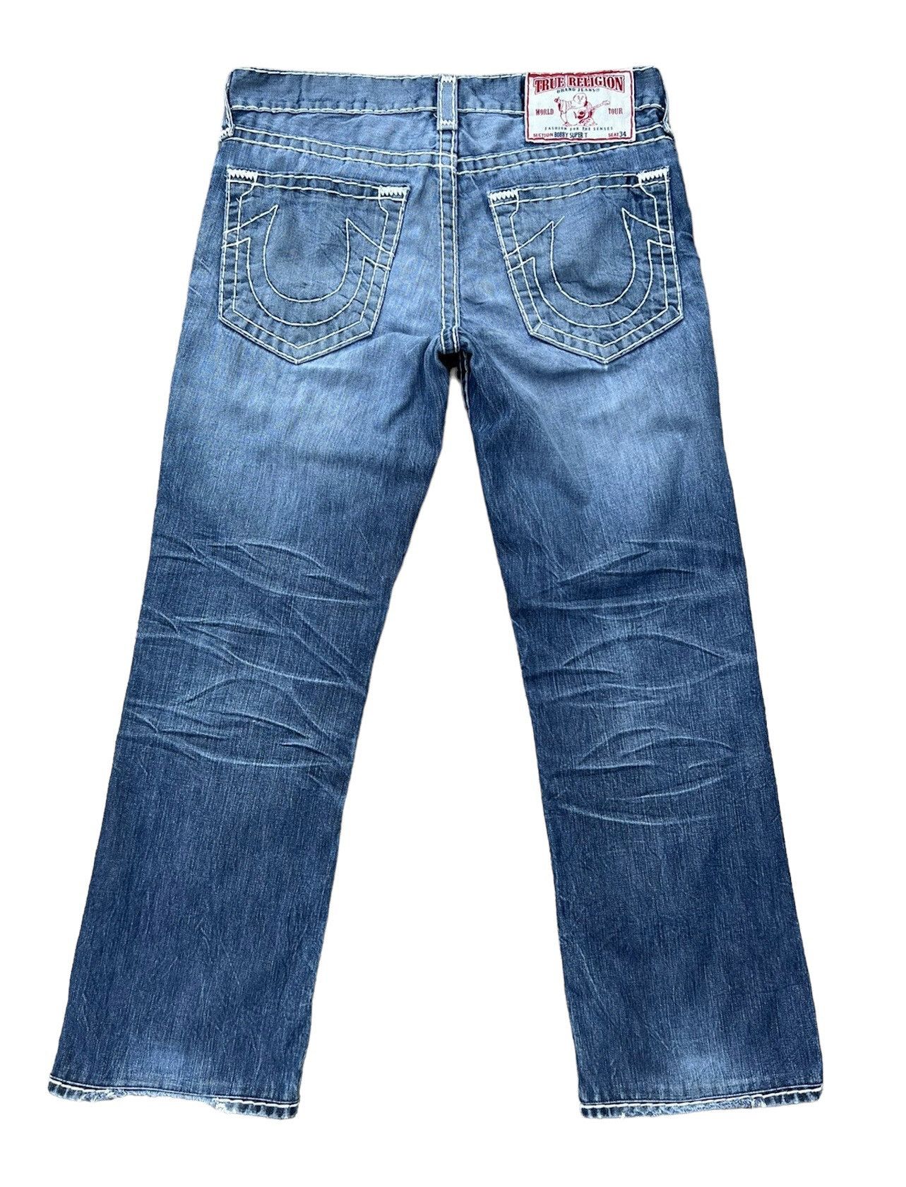 True Religion VTG 2000s True Religion Rips Fade Denim Bobby Super T Jeans Size US 34 / EU 50 - 2 Thumbnail