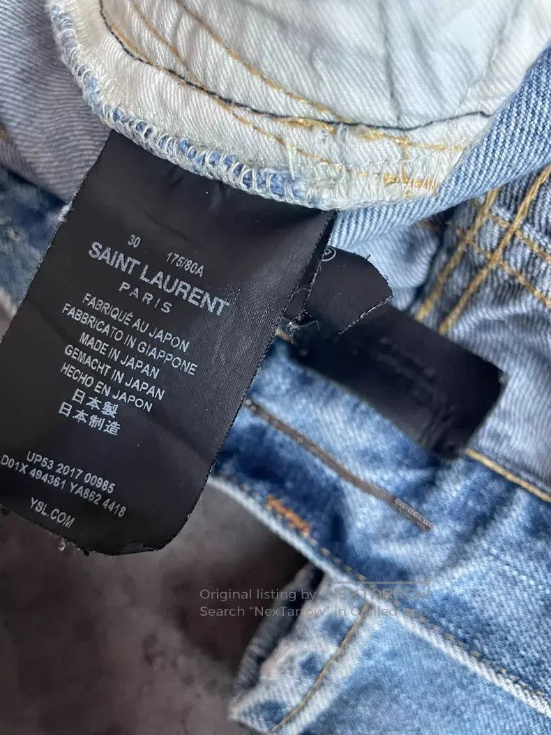 Saint Laurent Paris Saint Laurent Paris Blue Washed Cat Scratch Ripped Patch D Size US 30 / EU 46 - 8 Thumbnail