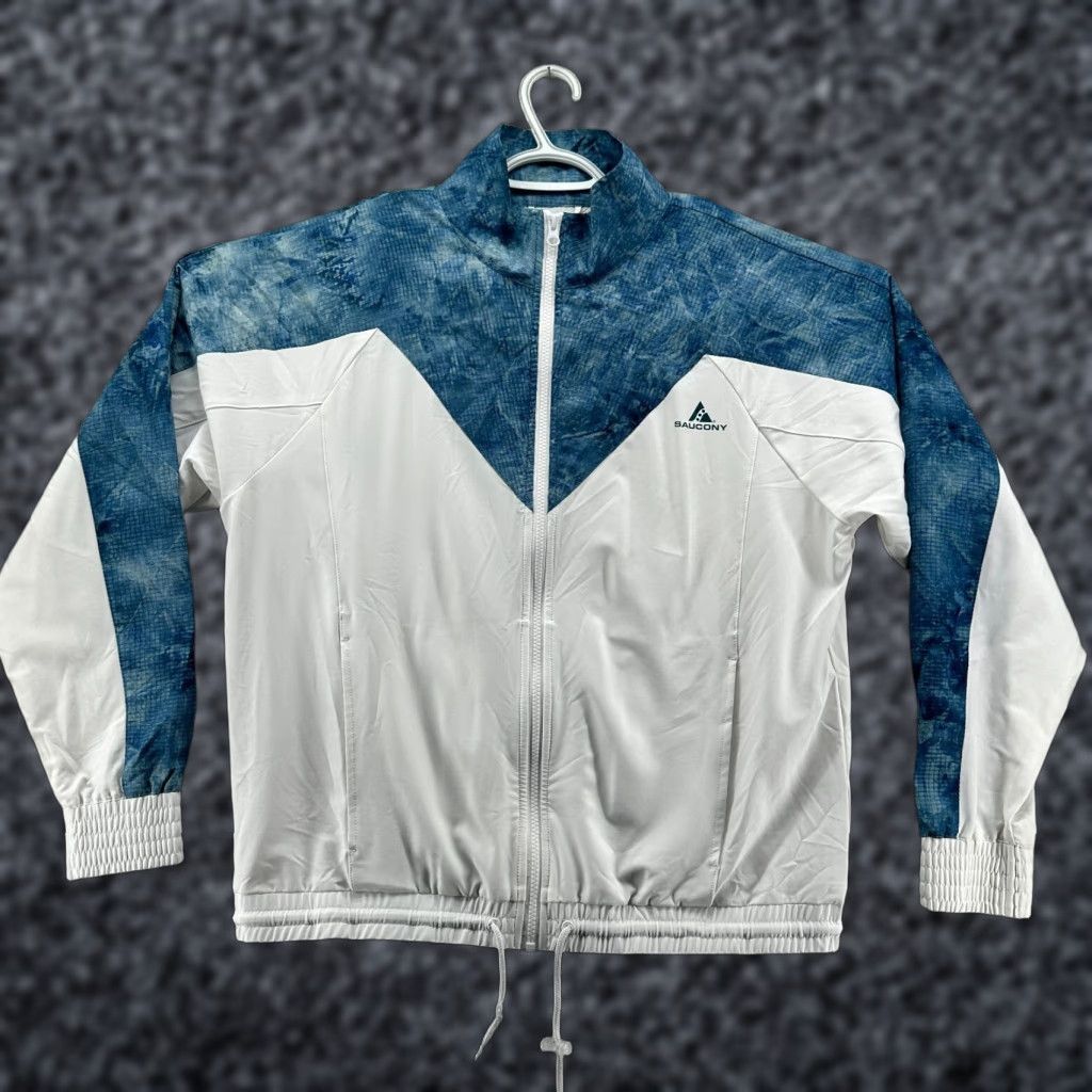 Saucony Saucony Track Jacket White Blue Men's M Full Zip Long Sleeve Pockets Size US M / EU 48-50 / 2 - 1 Thumbnail