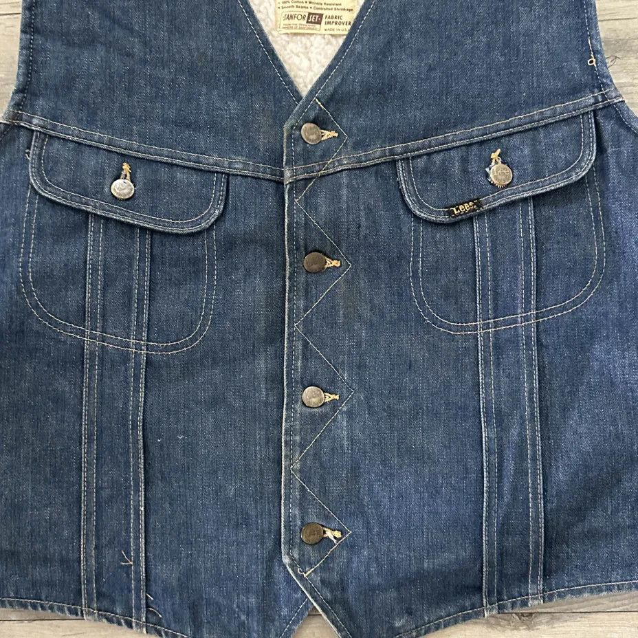 Lee Vintage 70s Lee Storm Rider Sherpa Denim Vest Size US XL / EU 56 / 4 - 2 Thumbnail