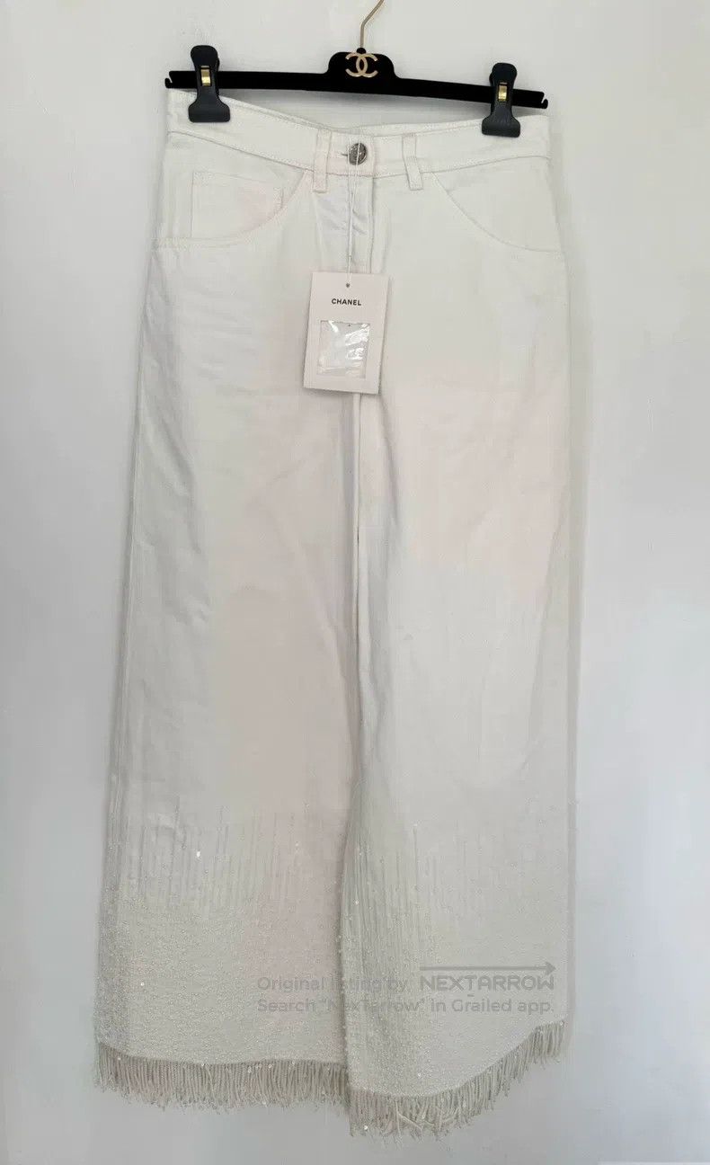 Chanel Chanel White pearl sequined tassel jeans Size 24" / US 00 / IT 34 - 1 Thumbnail