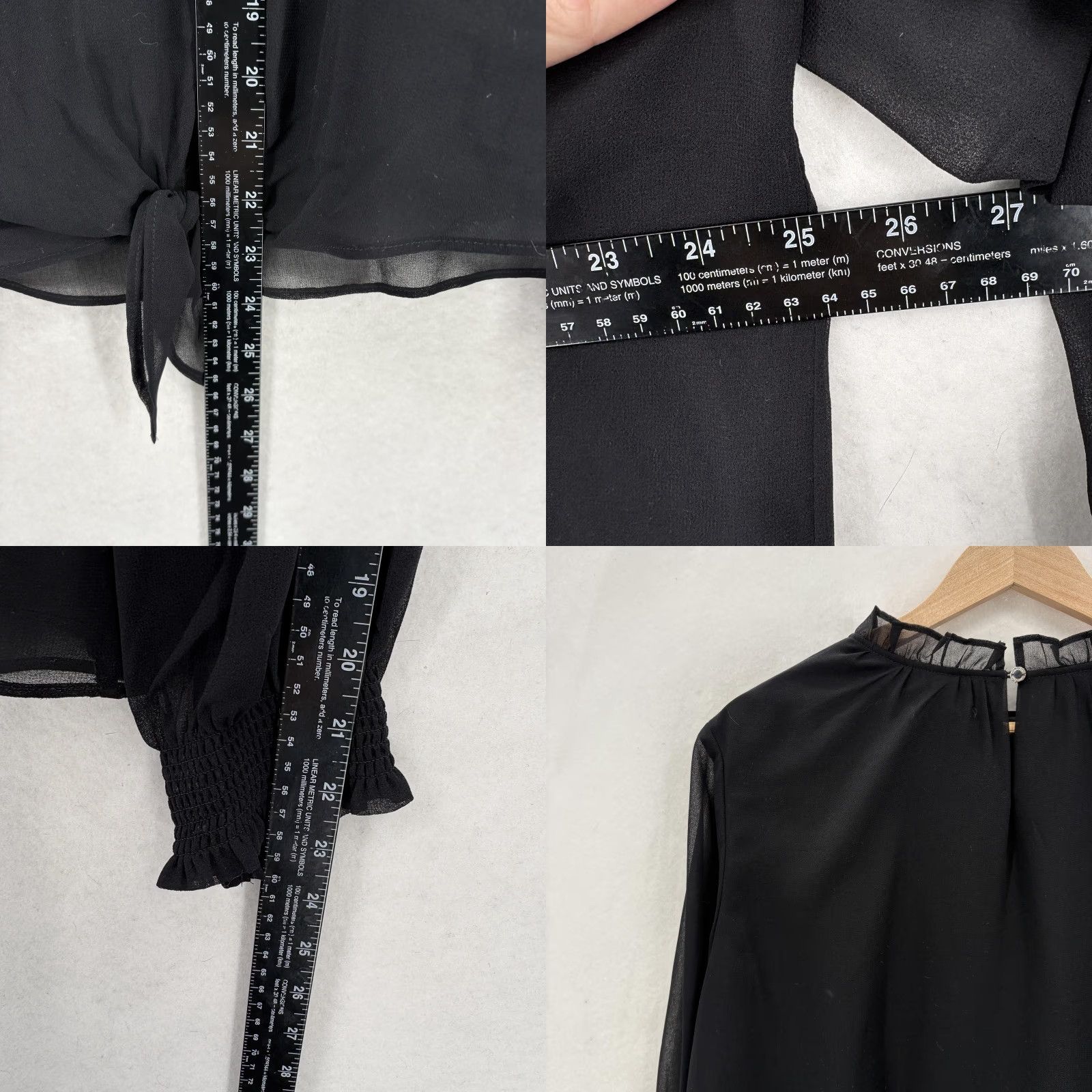 Calvin Klein Calvin Klein Blouse Womens XL Black Chiffon High Neck Ruffle Balloon Sleeve Size XL / US 12-14 / IT 48-50 - 8 Thumbnail