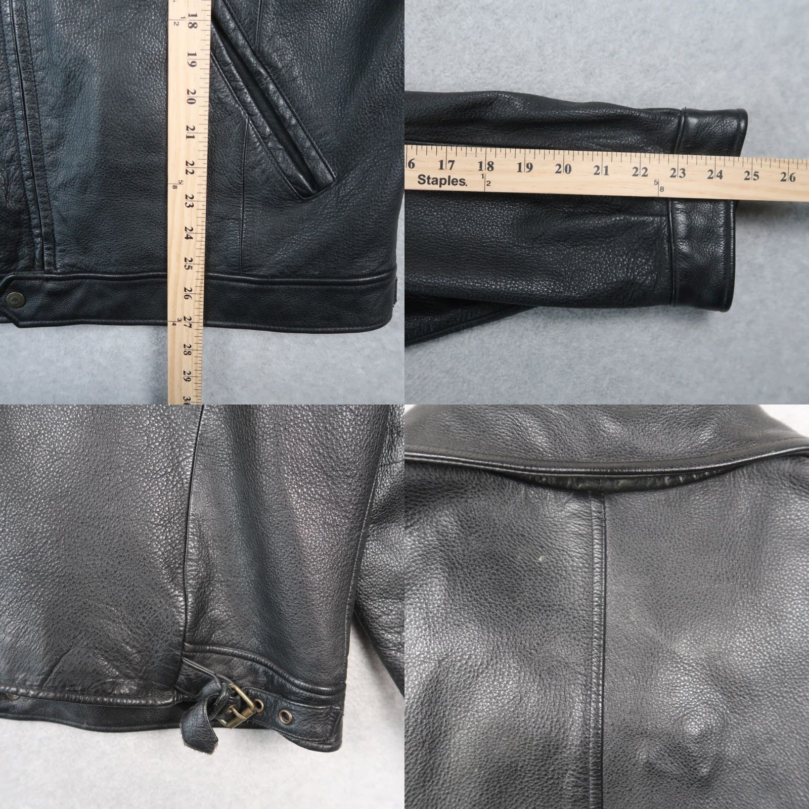 Roundtree & Yorke Roundtree & Yorke Black Leather Full Zip Bomber Jacket Men's L Large Heavyweight Size US L / EU 52-54 / 3 - 9 Thumbnail