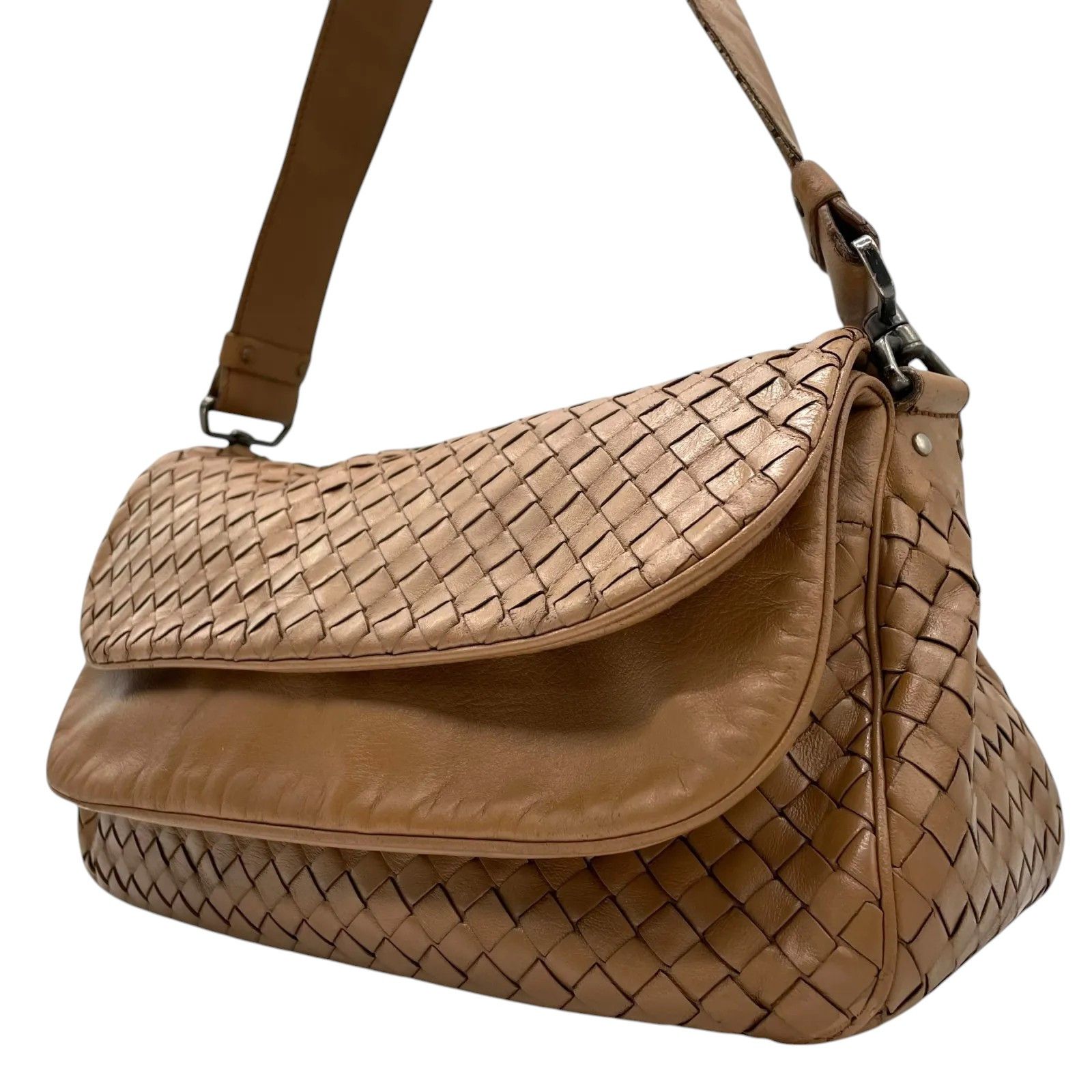 Bottega Veneta Bottega Veneta - Intrecciato Shoulder Bag Flap Brown Leather Size ONE SIZE - 2 Thumbnail