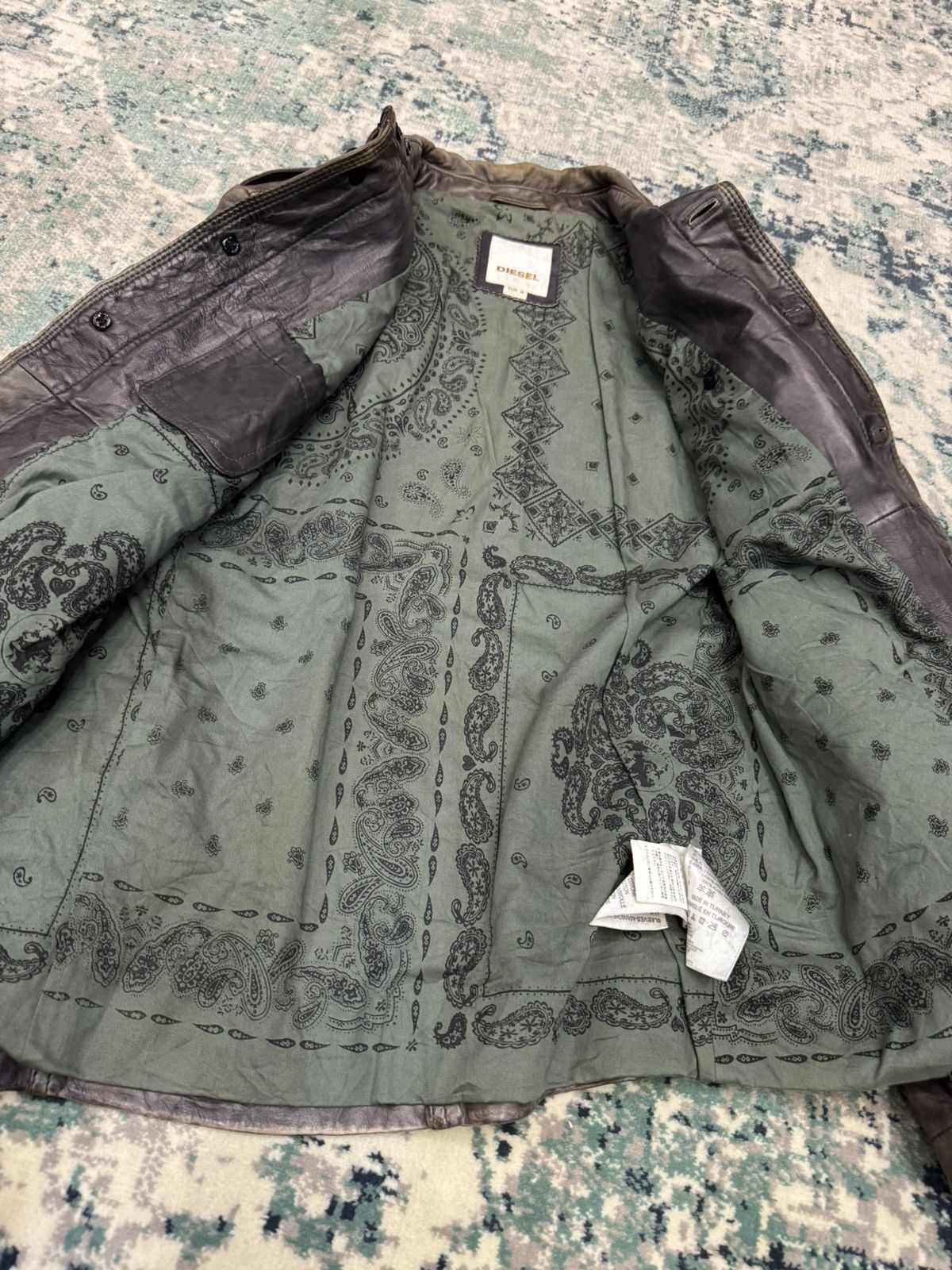 Diesel DIESEL DISTRESSED PATTEN LAMBSKIN BIKER LEATHER JACKET Size US M / EU 48-50 / 2 - 8 Thumbnail