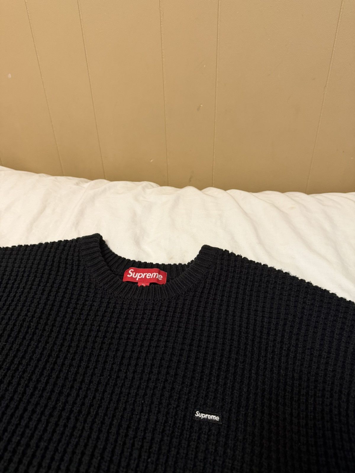 Supreme Supreme Waffle Small Box Sweater Black Size XL Size US XL / EU 56 / 4 - 5 Thumbnail