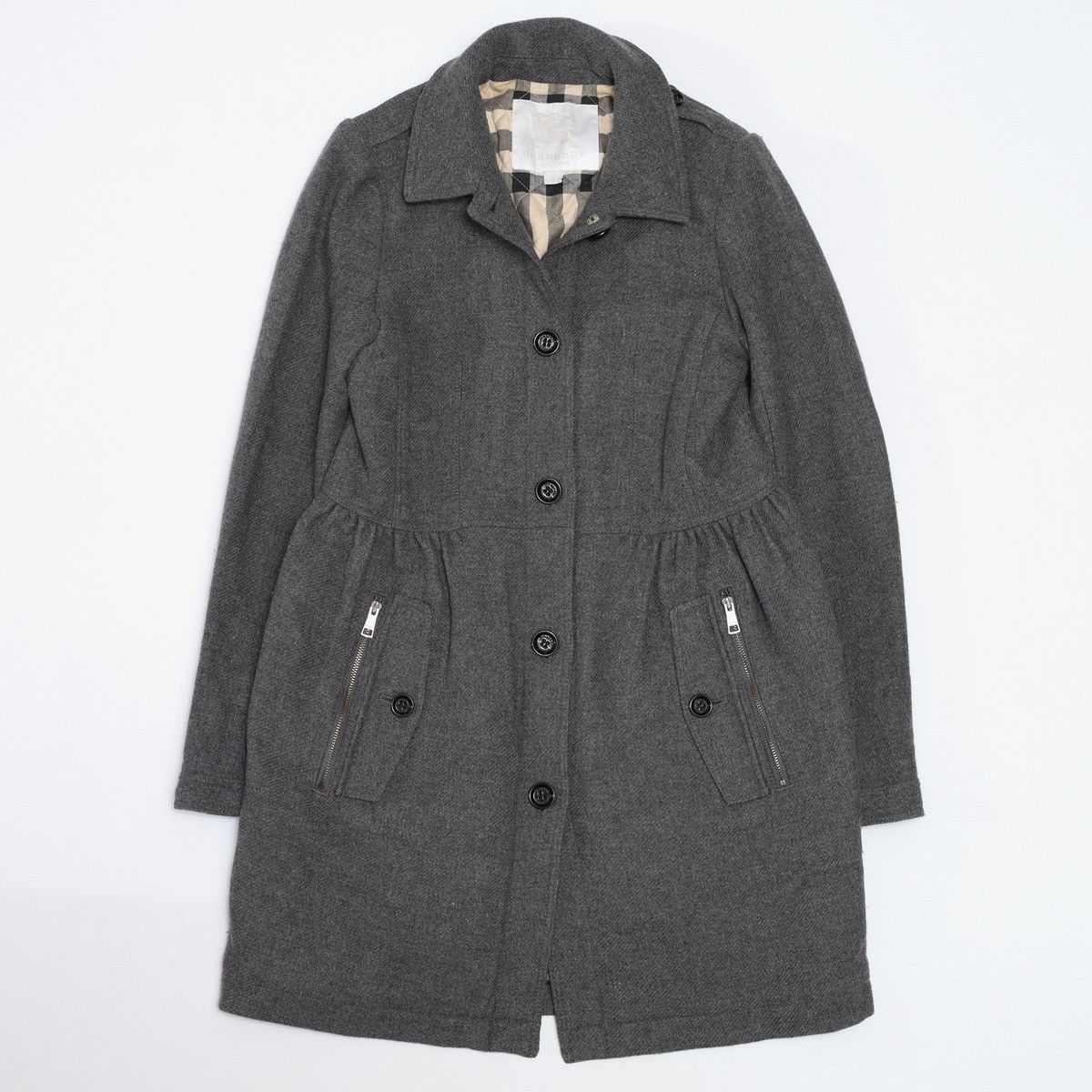 Burberry Burberry Gray Coat Jacket Wool Size XS / US 0-2 / IT 36-38 - 1 Thumbnail