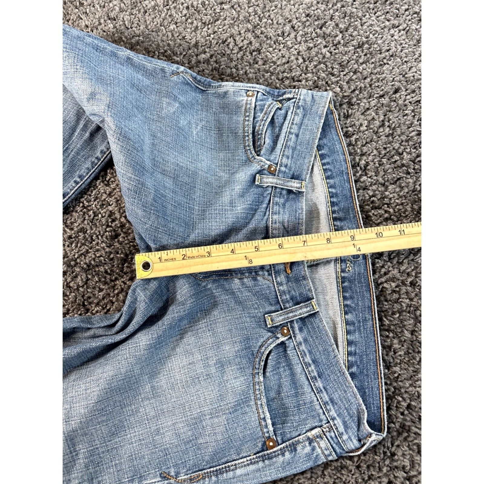 Old Navy VINTAGE Old Navy Jeans Flared Low Rise Womens 30x29 Blue Light Wash Distressed 90s Y2K Men? Size 30" / US 8 / IT 44 - 5 Thumbnail