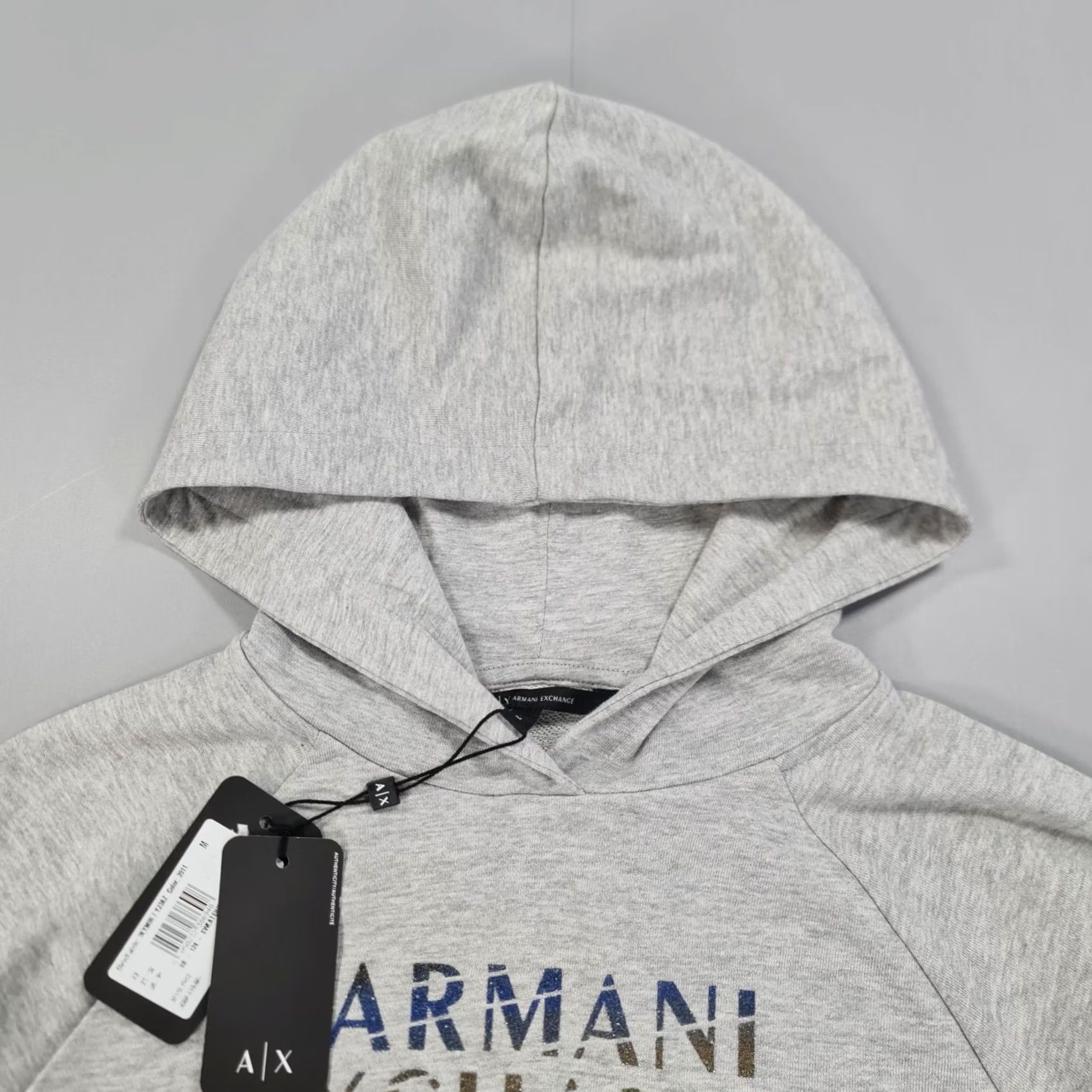Armani Exchange Armani Exchange Womens Hoodie Grey Medium Cotton Logo Pullover Sweatshirt Size M / US 6-8 / IT 42-44 - 2 Thumbnail