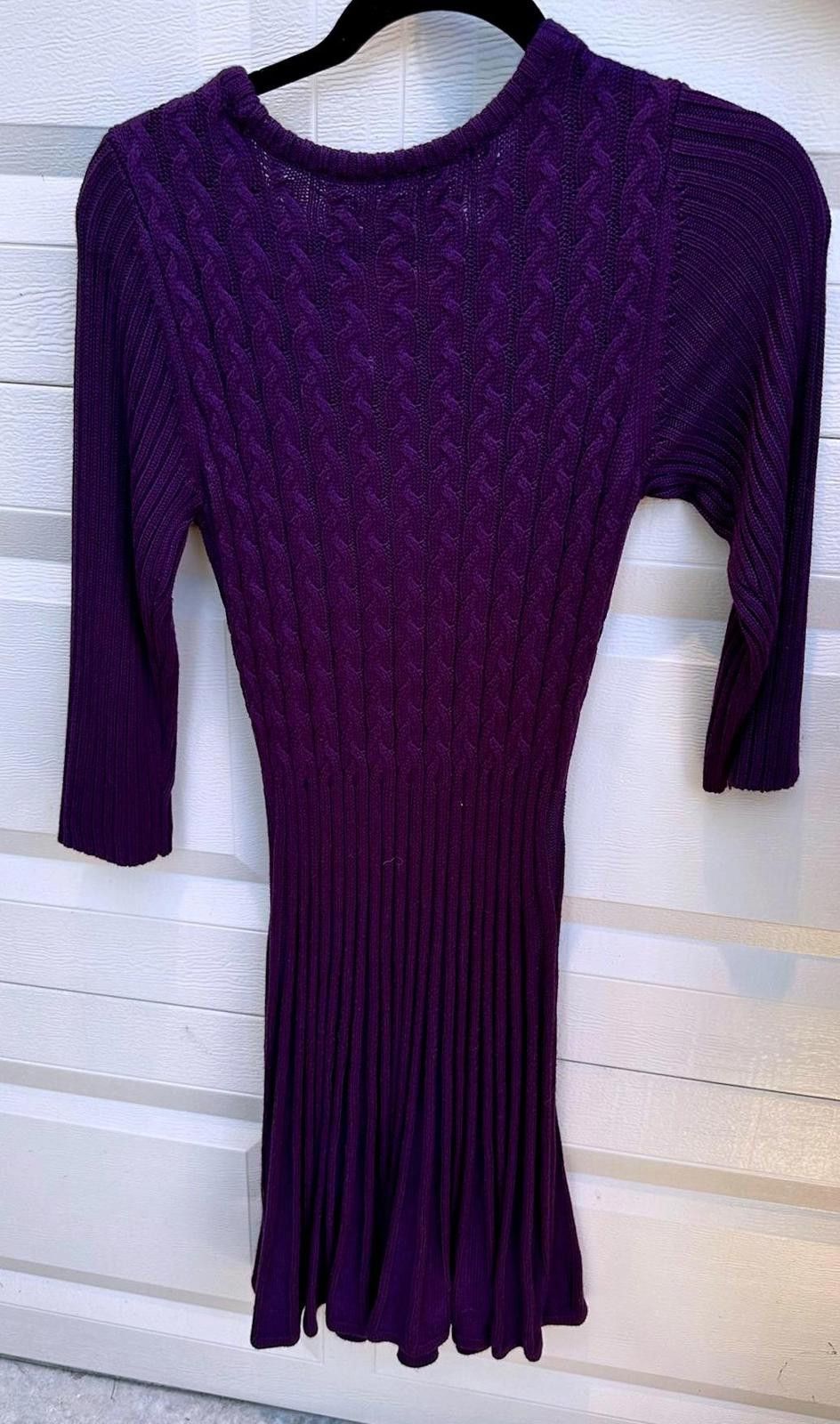 Designer Eliza J Stylish Purple Ribbed Dress size M Size M / US 6-8 / IT 42-44 - 2 Thumbnail