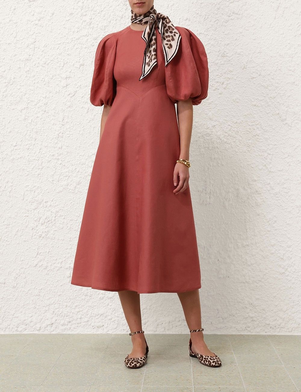 Zimmermann oc11z0825 Midi Day Dress in Lipstick Size L / US 10 / IT 46 - 7 Thumbnail