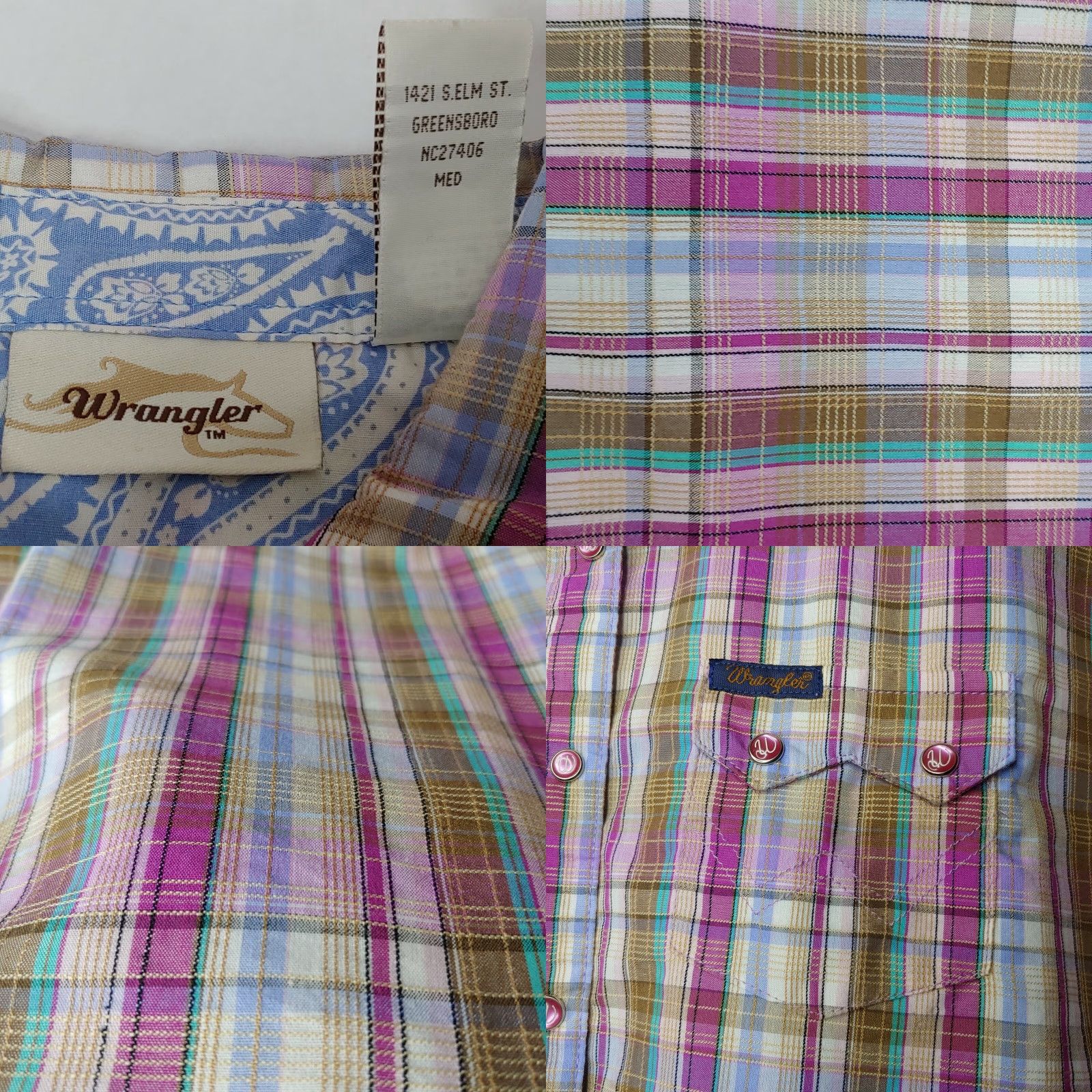 Wrangler Wrangler Shirt Western Pearl Snap Blouse Plaid Purple Long Sleeve Womens L Casual" Size L / US 10 / IT 46 - 8 Thumbnail