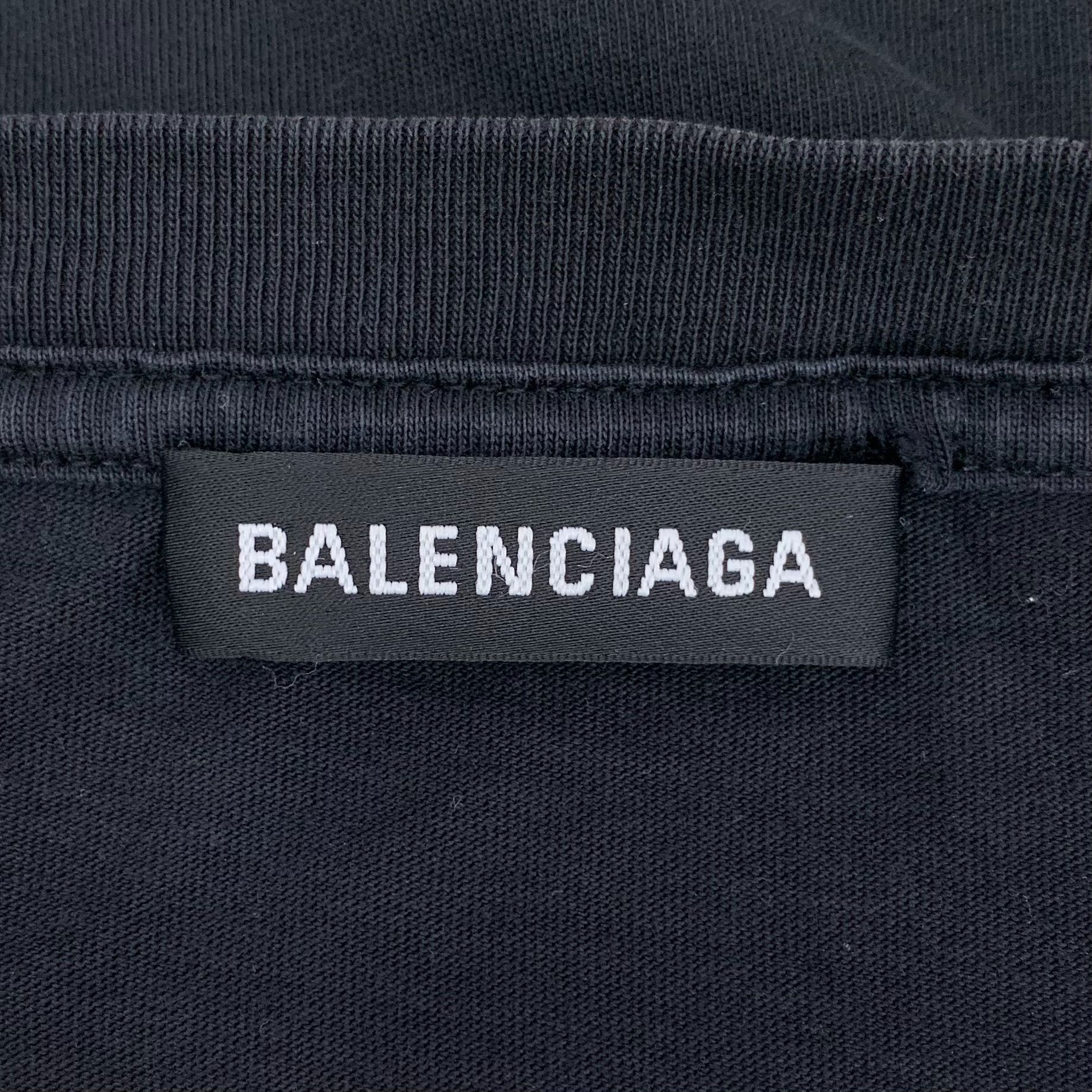 Balenciaga Balenciaga Black Logo Printed Cotton Round-Neck Short-Sleeve Size US L / EU 52-54 / 3 - 2 Thumbnail
