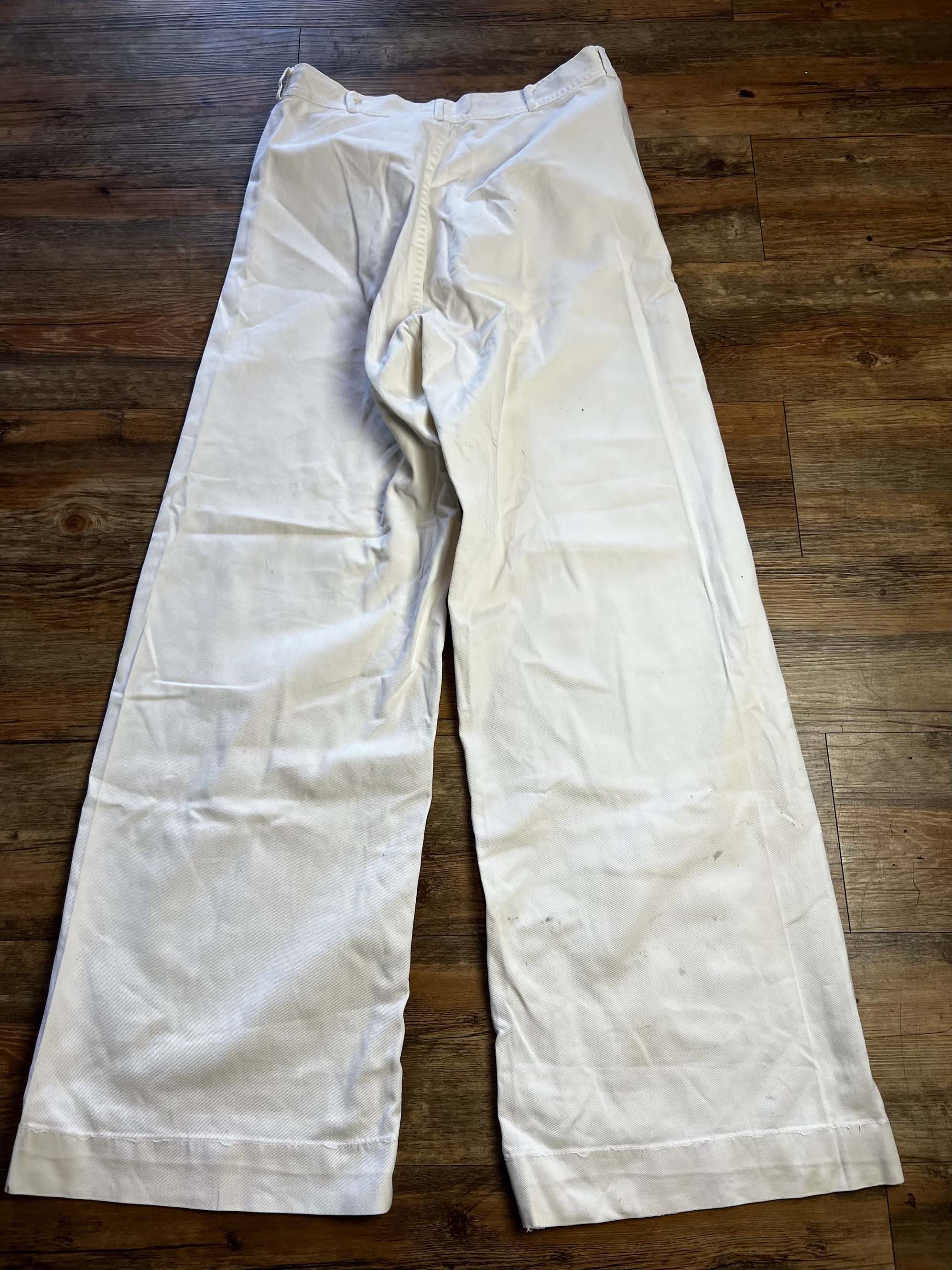 Vintage Vintage 1940's US Navy WWII Era White Cotton Sailor Pants Size US 28 / EU 44 - 13 Thumbnail