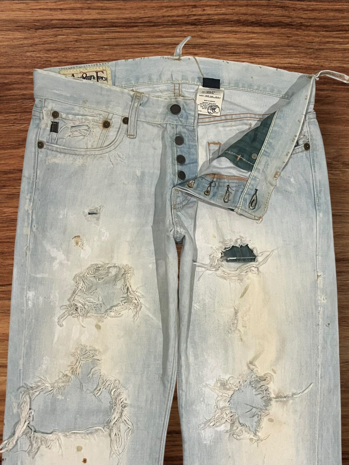 Abercrombie & Fitch × Hysteric Glamour ⚡️Trashed⚡️Abercrombie & Fitch Distressed Blue Faded Jeans Size US 30 / EU 46 - 5 Thumbnail