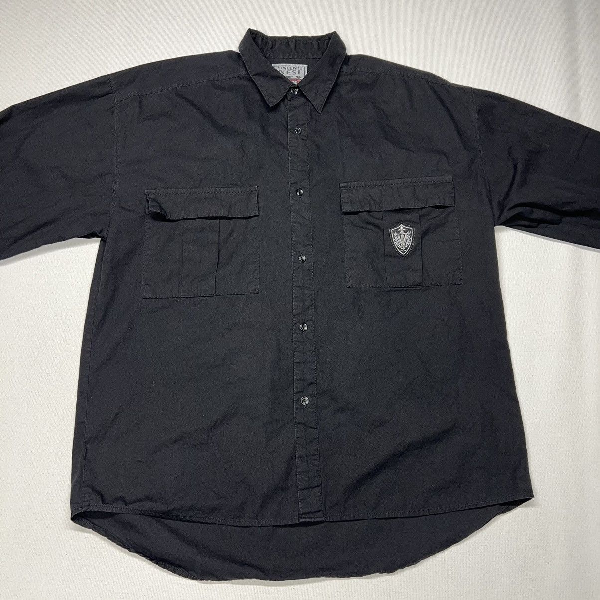 Vintage Vincente Nesi Button Up Shirt Black Pocket Cargo Patch Size US L / EU 52-54 / 3 - 2 Thumbnail