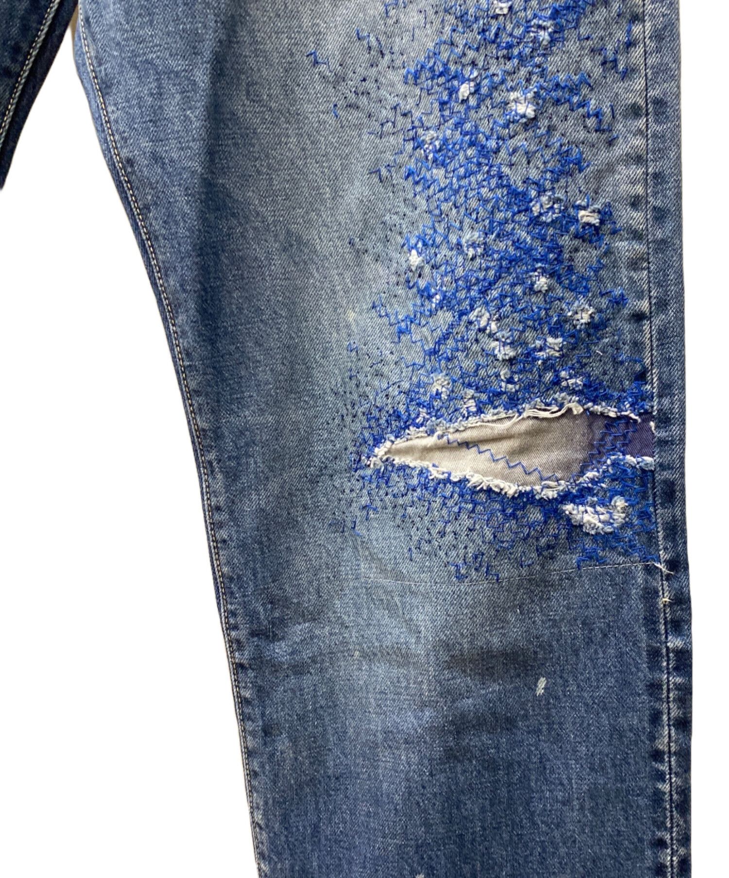 Kapital KAPITAL Distressed Denim Pants Blue W28 Size US 37 - 5 Thumbnail