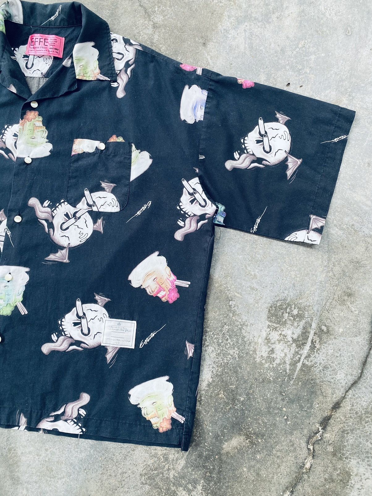 Japanese Brand Vintage Effe Harajuku Printed Open Collar Button Ups Size US XL / EU 56 / 4 - 4 Thumbnail