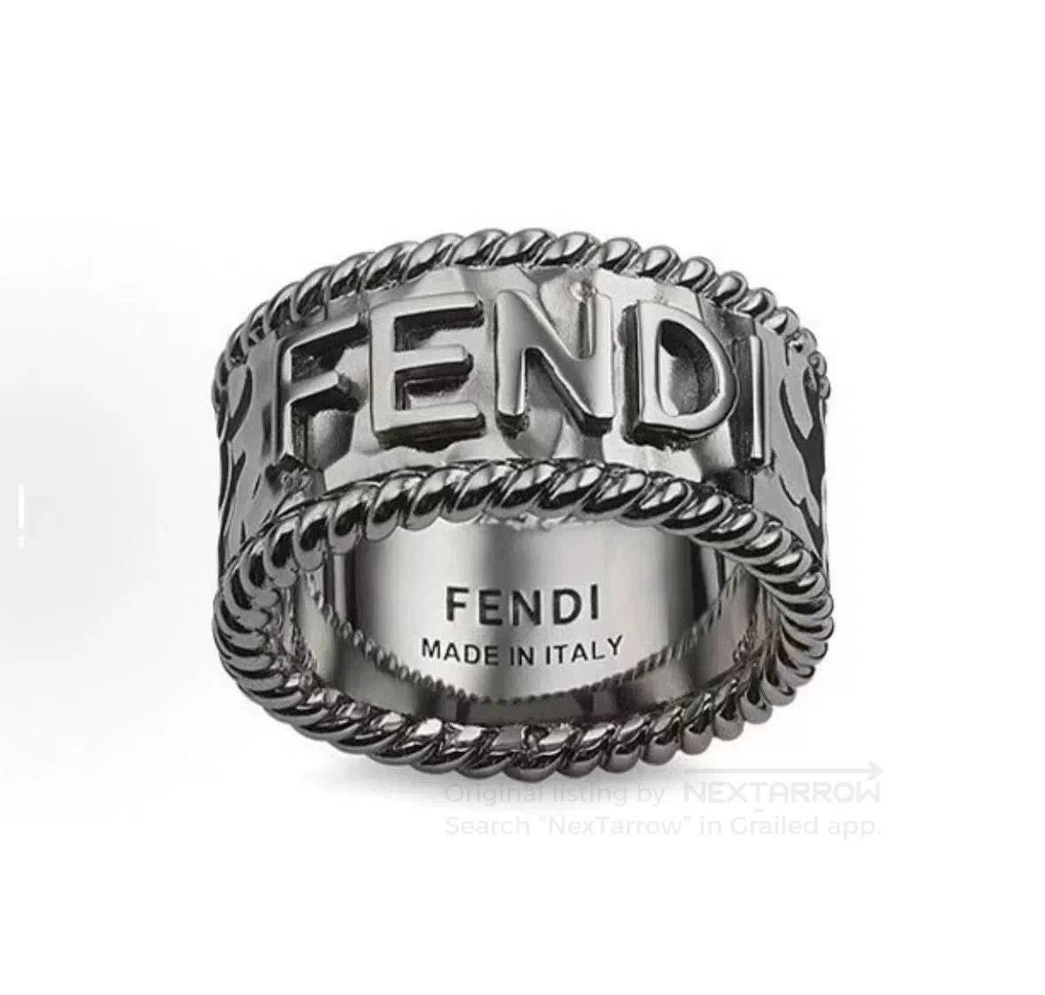 Fendi Fendi Vintage Black Letter Engraved Ring. Size ONE SIZE - 1 Thumbnail