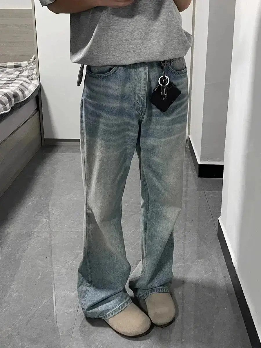 Japanese Brand Loose straight washed micro flared jeans Size US 30 / EU 46 - 6 Thumbnail