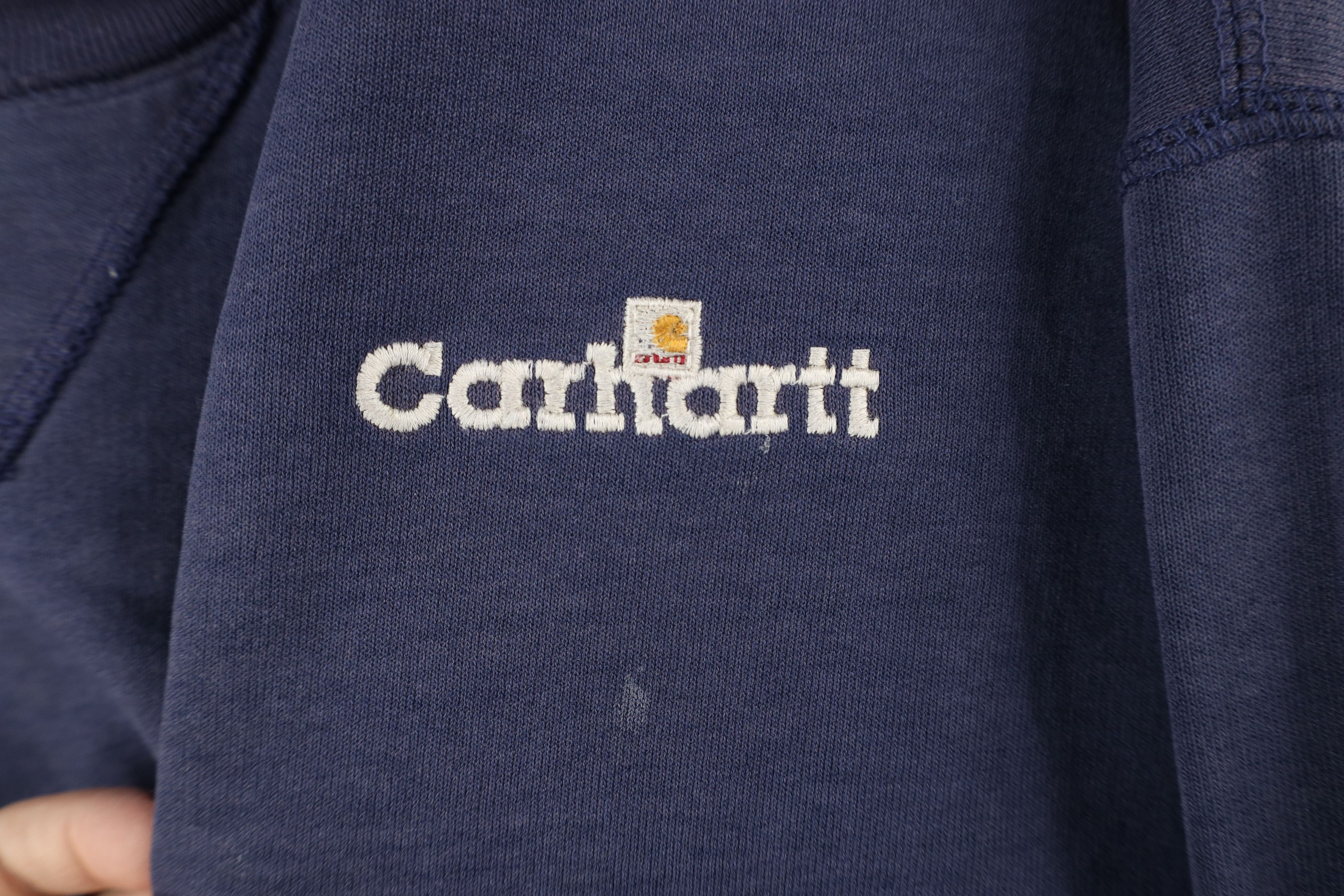 Carhartt × Vintage Vintage 90s Carhartt Spell Out Crewneck Sweatshirt Navy Blue Size US XXL / EU 58 / 5 - 4 Thumbnail
