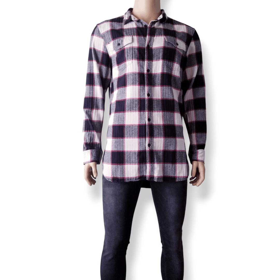 Been Trill Been Trill Black & White Plaid Flannel Long Line Logo Shirt Size US XL / EU 56 / 4 - 8 Thumbnail