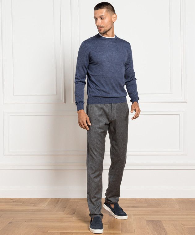 Canali RRP $650 Canali Wool Tailored Dress Trousers Grey Italy Size US 42 / EU 58 - 1 Thumbnail