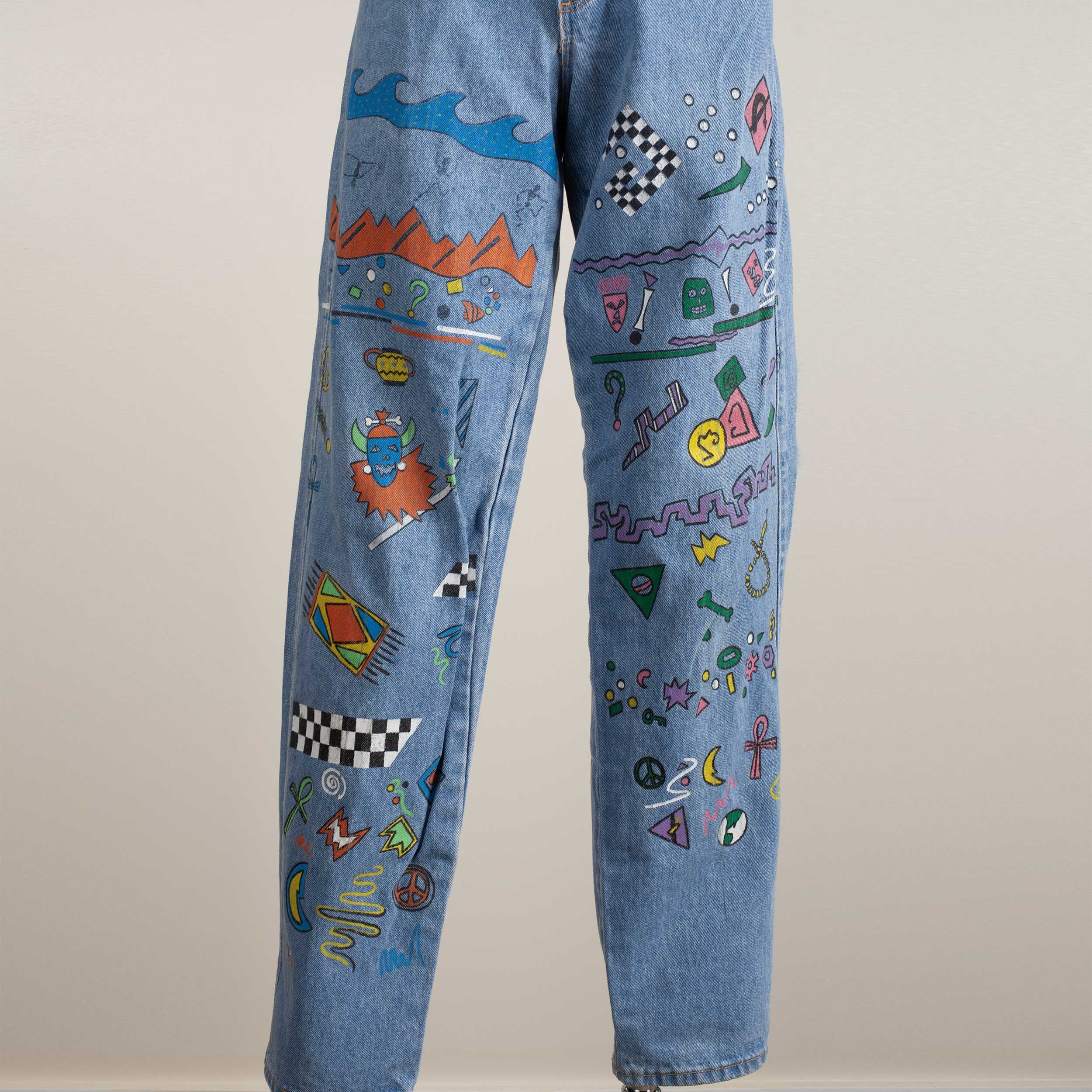 Other Vintage 90s High Waisted Painted Mom Jeans 26'' (26x32) Size 26" / US 2 / IT 38 - 2 Thumbnail