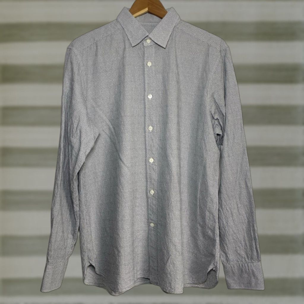 Ermenegildo Zegna VINTAGE Ermenegildo Zegna Silver Line Button-Up Shirt Abstract Diamond Pattern 43/17 Gray White Men's Shirt Mens Button-Up Size US XL / EU 56 / 4 - 1 Thumbnail