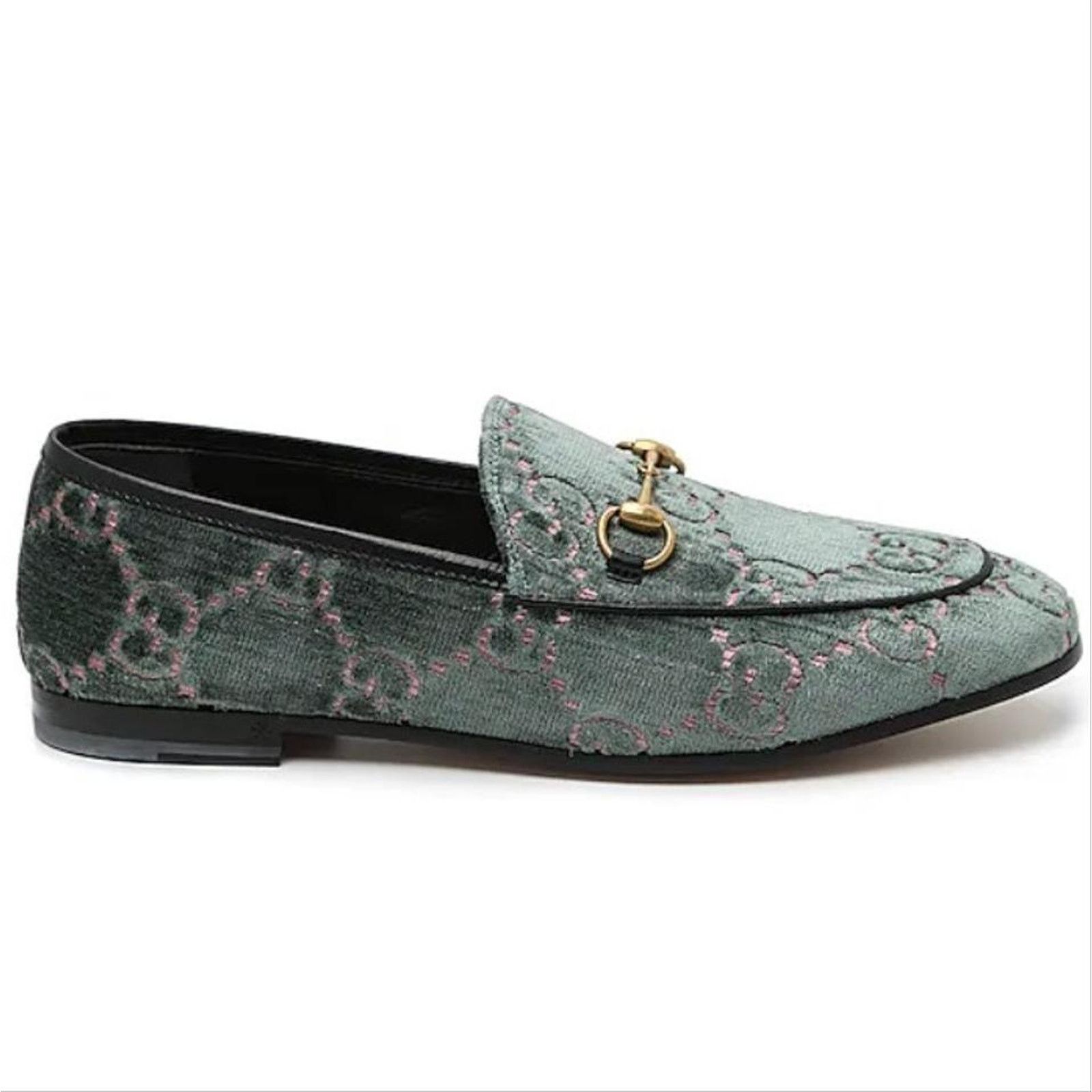 Gucci Jordaan horsebit GG logo velvet leather loafers flats Size US 6.5 / IT 36.5 - 1 Thumbnail