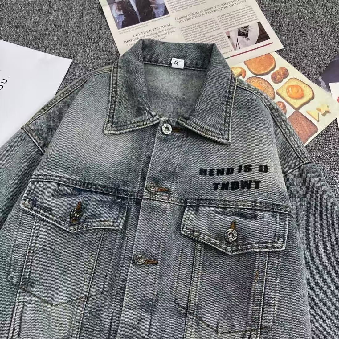 Vintage Vintage Wash Letter Print Denim Jacket Size M Size US M / EU 48-50 / 2 - 2 Thumbnail
