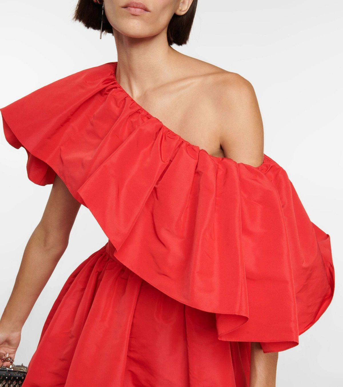 Alexander McQueen o1y0325 One-Shoulder Mini Dress in Red Size M / US 6-8 / IT 42-44 - 3 Thumbnail
