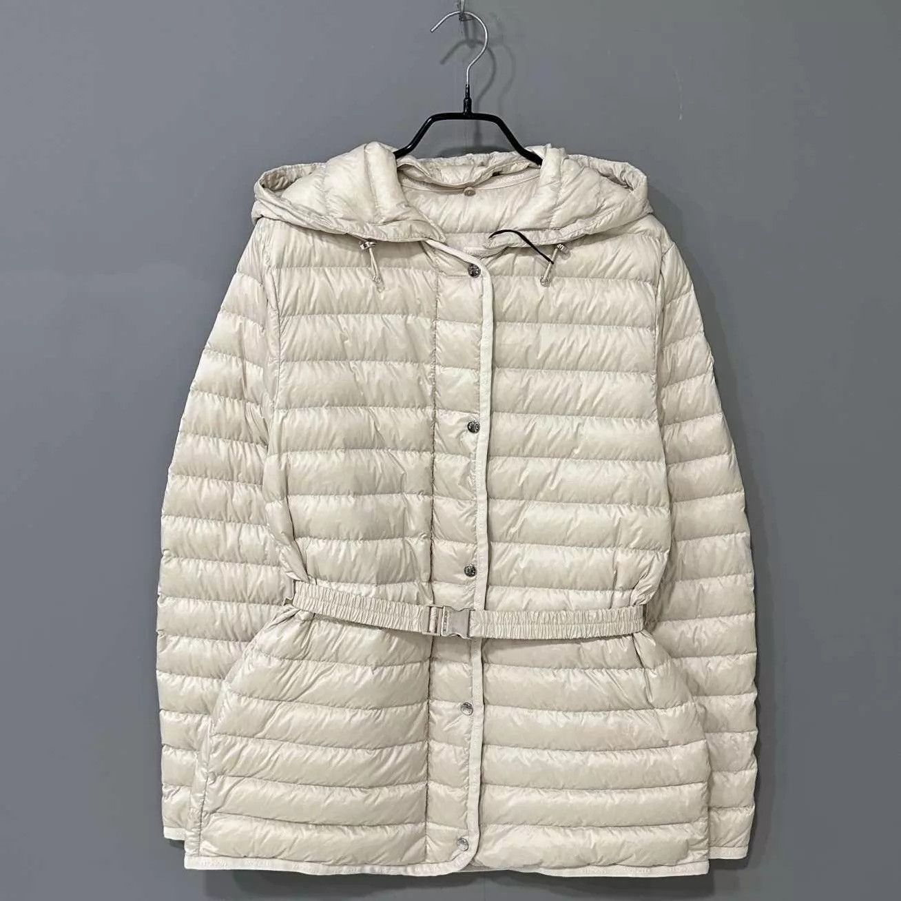 Moncler Moncler Cream Hooded Mid-Length Puffer Jacket Size S / US 4 / IT 40 - 1 Thumbnail