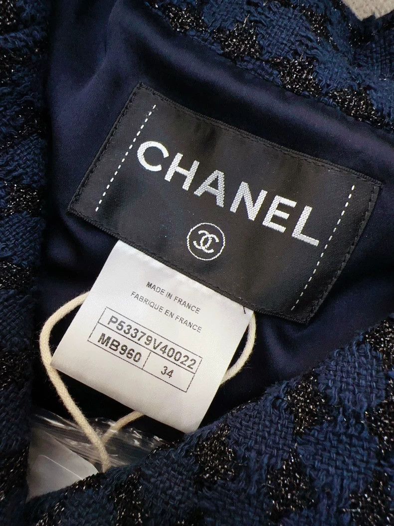 Chanel Chanel Dark blue woven pleated lapel coat Size XXS / US 00 / IT 34 - 5 Thumbnail