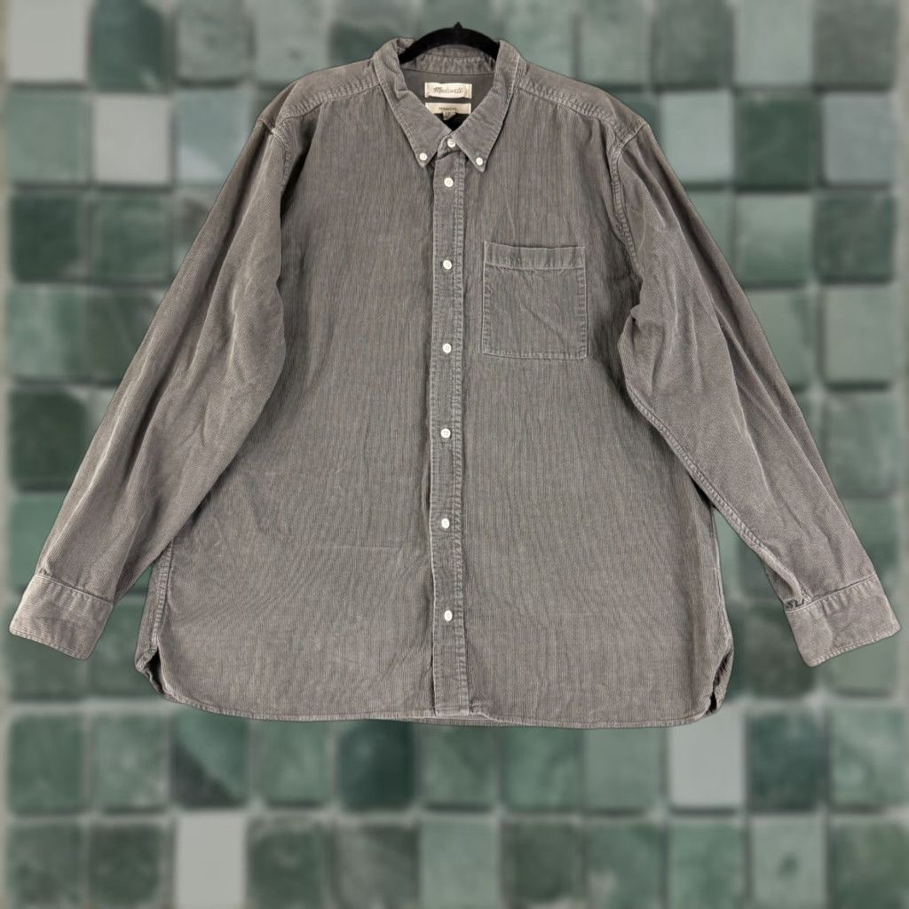 Madewell Madewell Button-Down Shirt Mens XXL Gray Corduroy Long Sleeve Casual Shirt Size US XXL / EU 58 / 5 - 1 Thumbnail