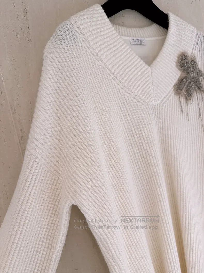 Brunello Cucinelli Brunello Cucinelli Pearl Flower Cashmere Dress Size XXS / US 00 / IT 34 - 4 Thumbnail