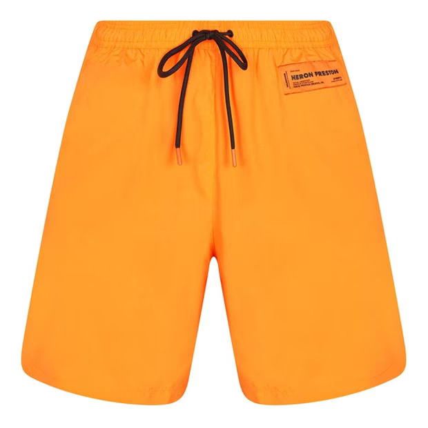 image of Heron Preston O1G2R1Mq0524 Logo Patch Swim Shorts In Orange, Men's (Size 34)