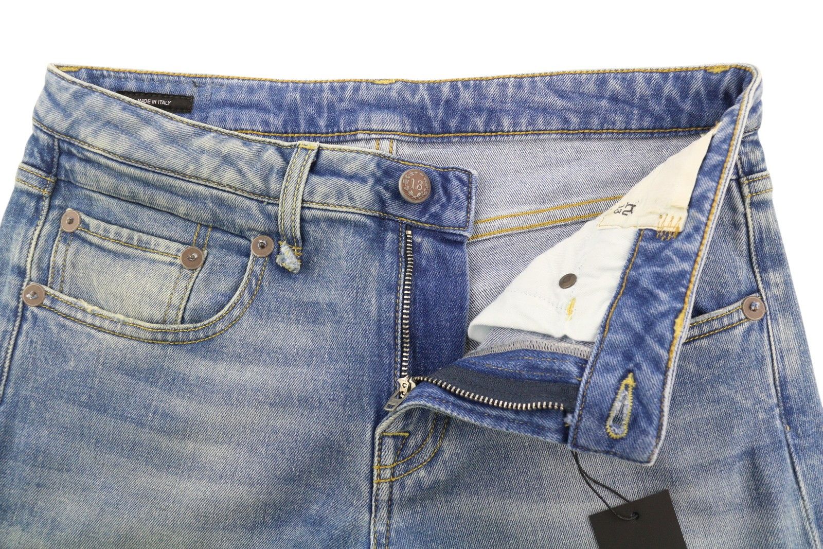 R13 BOY 27 Blue Jasper Stretch Washed Distress Zip Jeans 83158 Size 27" / US 4 / IT 40 - 4 Thumbnail