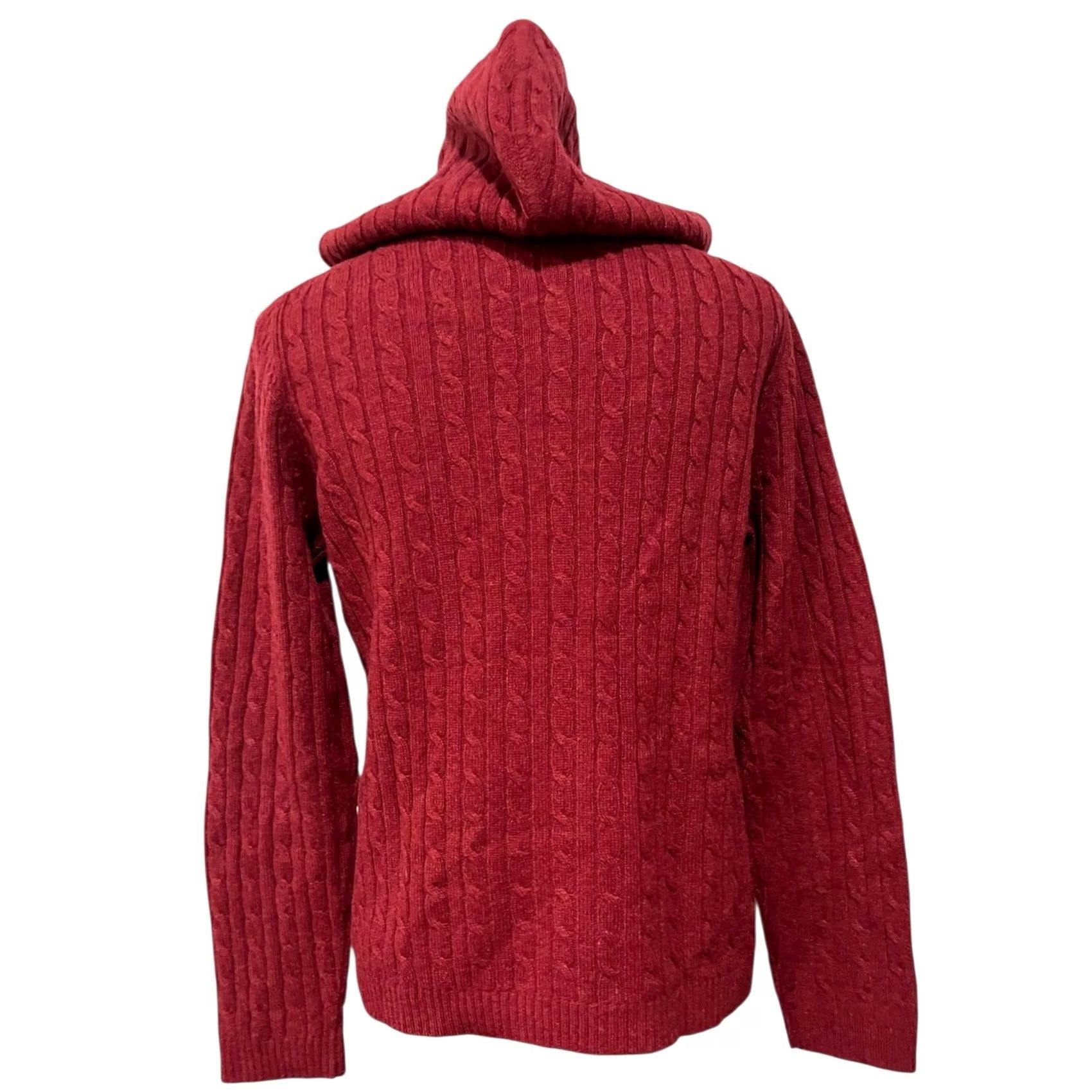 Vintage VINTAGE L.L. Bean Lambswool Hooded Sweater Womens M Cable Knit Zip Hoodie Fisherman Size M / US 6-8 / IT 42-44 - 4 Thumbnail
