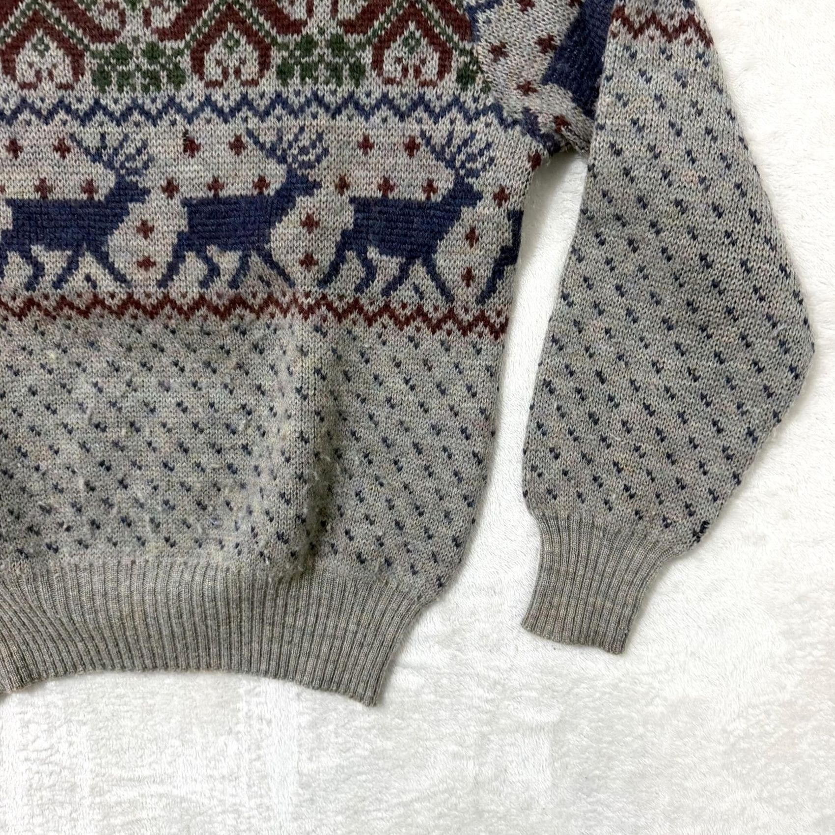 Vintage VINTAGE Boston Traders Sweater Mens Large Gray Wool Fair Isle Reindeer Christmas Christmas Size US L / EU 52-54 / 3 - 4 Thumbnail