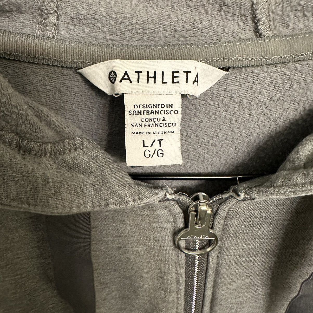 Athleta Athleta Gray Women’s Balance Hooded Zip Sweatshirt Size L / US 10 / IT 46 - 3 Thumbnail