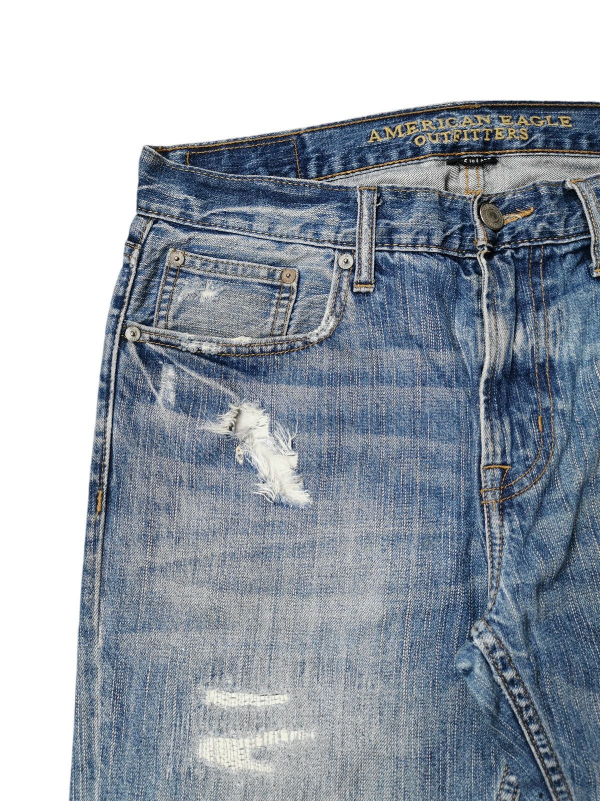 American Eagle Outfitters AMERICAN EAGLE WRECKED JEANS VINTAGE DIRTY PUNK SHIT Size US 34 / EU 50 - 4 Thumbnail