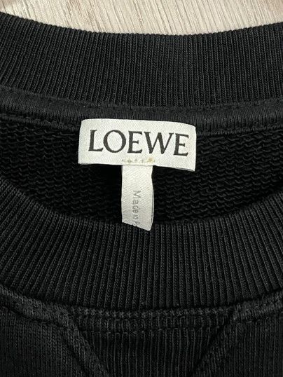 LOEWE Black embroidered Logo round neck hoodie