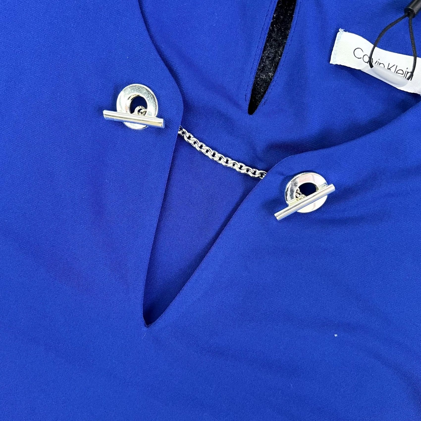 Calvin Klein Calvin Klein Tank Top Womens Small Blue V Neck Chain Detail Sleeveless Stretch Size S / US 4 / IT 40 - 2 Thumbnail