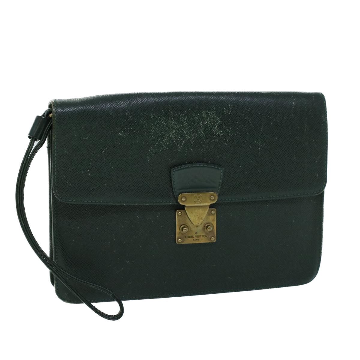 image of Louis Vuitton Taiga Pochette Kourad Clutch Bag Epicea M30194 Lv Auth 54067 in Black, Women's