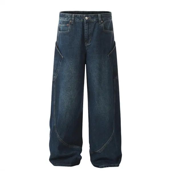 Japanese Brand x Han Men's Straight Large Pocket Loose Washed Cargo Jeans Size US 32 / EU 48 - 8 Thumbnail